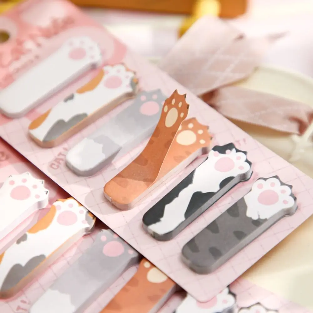 

Kawaii Memo Pad Cat Index Sticker Creative Cartoon Kitty Index Dividers Label Posted Cat Paw Sticky Note Office