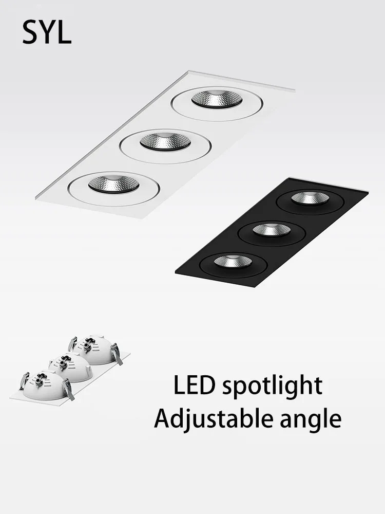 Led Spotlights Recessed 3 Heads COB Spot Light Rotating Adjustable Angle Ceiling Lamp White Black Color Indoor Lighting 110V 220