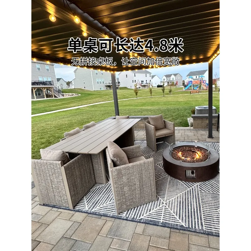 Purple leaf outdoor table and chair garden courtyard Nordic high-end commercial aluminum alloy outdoor yard dining table