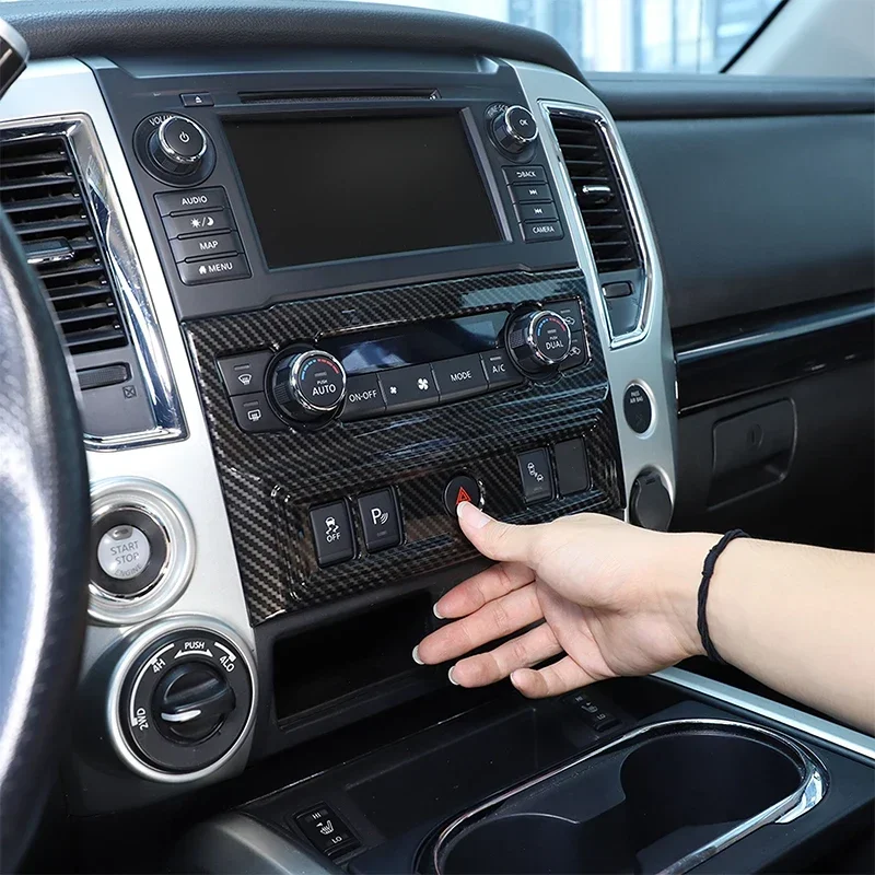 for-nissan-titan-2016-2024-abs-carbon-fiber-car-air-conditioning-mode-button-frame-cover-trim-sticker-car-accessories