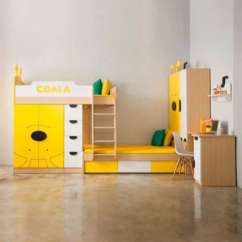 

Interlaced up and down bed, high and low mother bed, children's multifunctional combination small unit tatami double layer bed