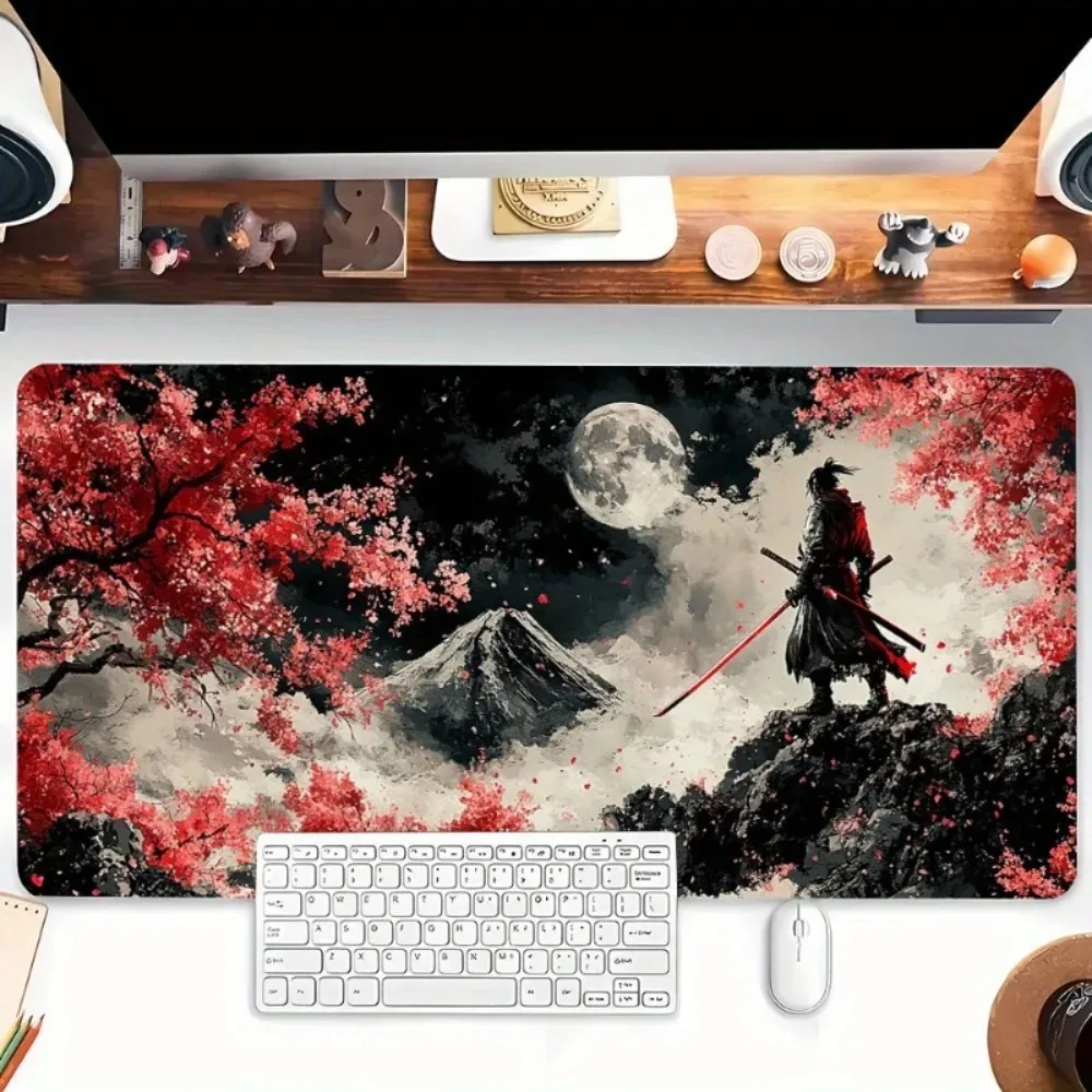 CIFbuy Large Japanese Sakura Samurai Mouse Pad Gaming Desk Mat Durable Office PC Keyboard Computer Extended Mousepad