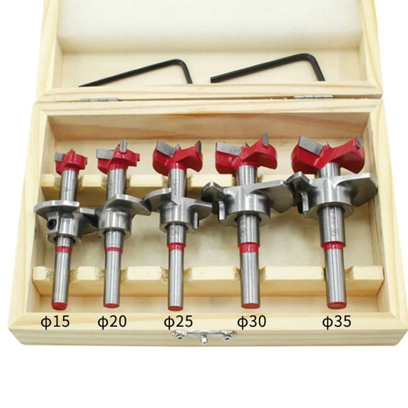 Positioning Hole Saw Kit Adjustable 15-35mm Hinge Hole Opener Woodworking Carbide Drill Bits Set