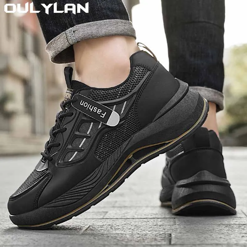 

Oulylan Leather Work Attire Outdoor Men Casual Sports Board Shoes British Style Walking Fashion Boots Lightweight Breathable