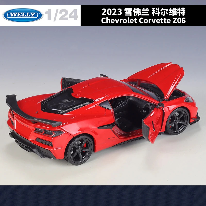 WELLY 1:24 Chevrolet Corvette Z06 2023 Alloy Car Diecasts & Toy Vehicles Car Model Miniature Scale Model Car Toy For Children