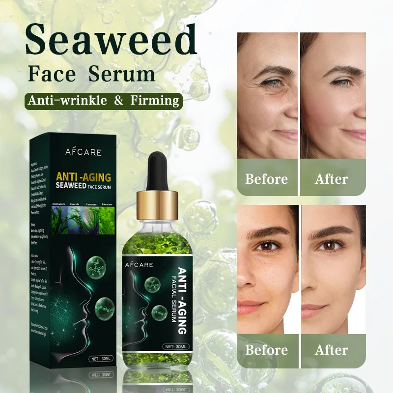 Seaweed Fade fine lines Firming Face Serum Moisturizing Brightning Hyaluronic Acid Facial Serum Anti Aging Skin Care Product