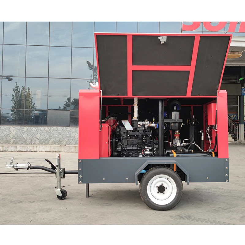 7 bar air compressor industrial  Portable die sel Air compressor engine Wall Mounted 7 bar direct Diesel Portable Air compressor