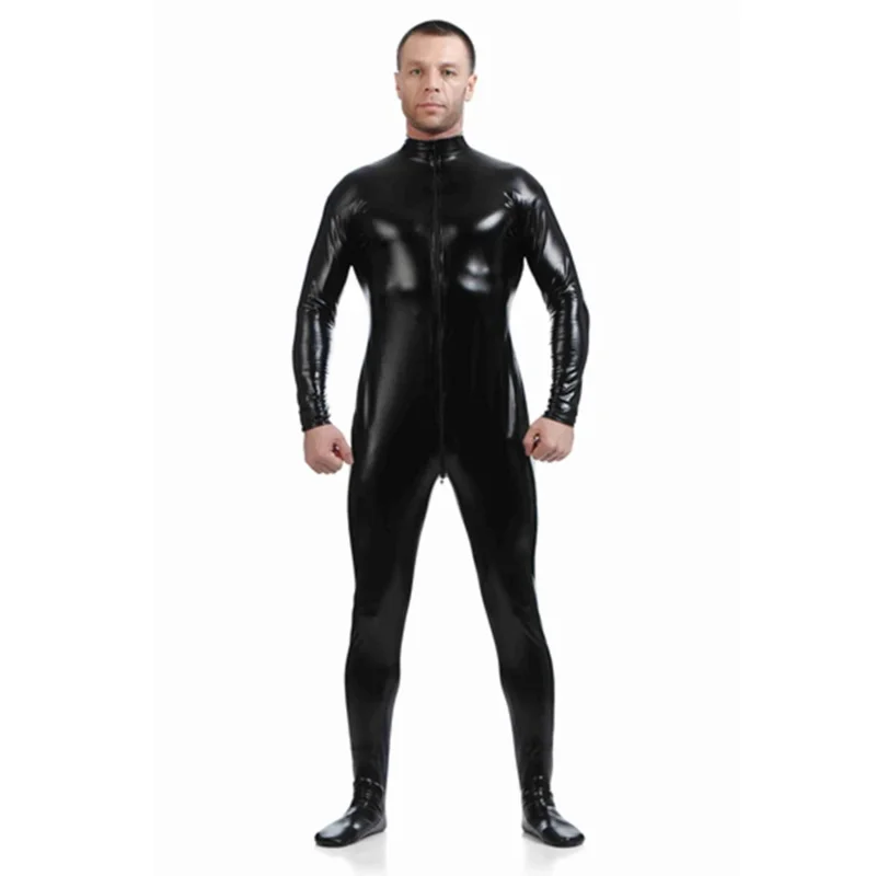 Pełne ciało elastan garnitur błyszczące metalowe kostiumy Zentai Cosplay bezgłowa obcisły kombinezon Halloween dorosłe męskie body unisex