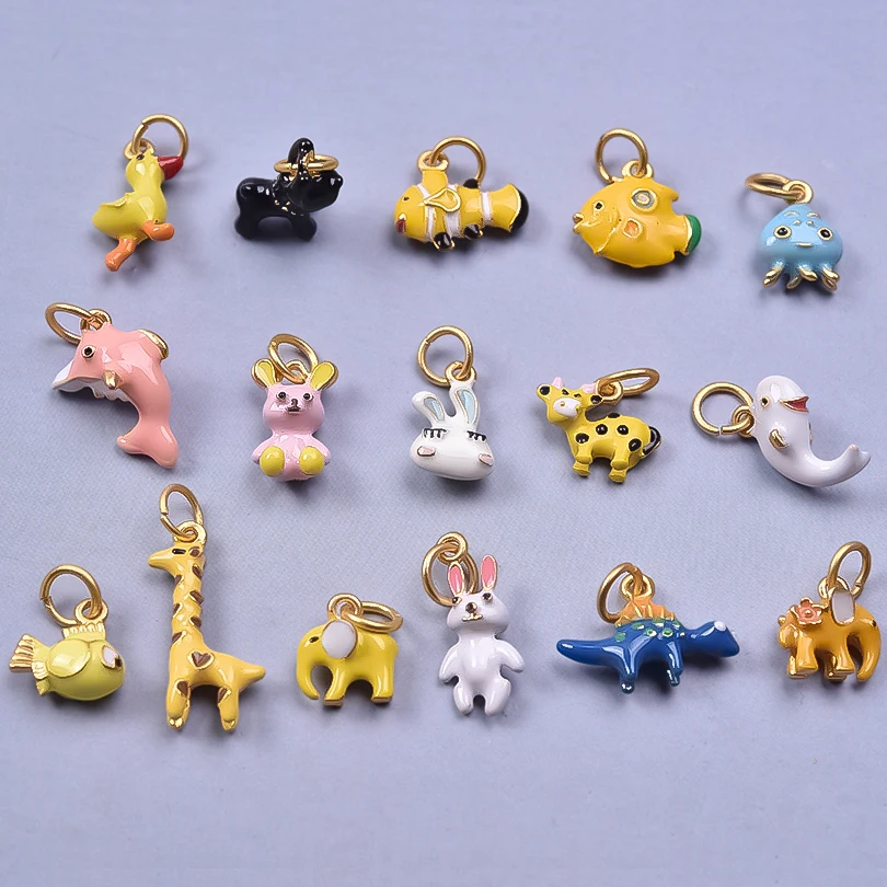 6Pcs/Lot New Ocean Series Octopus Giraffe Elephant Mushroom Jewelry Pendant Handmade Glass Material Diy Necklace Accessory Gift