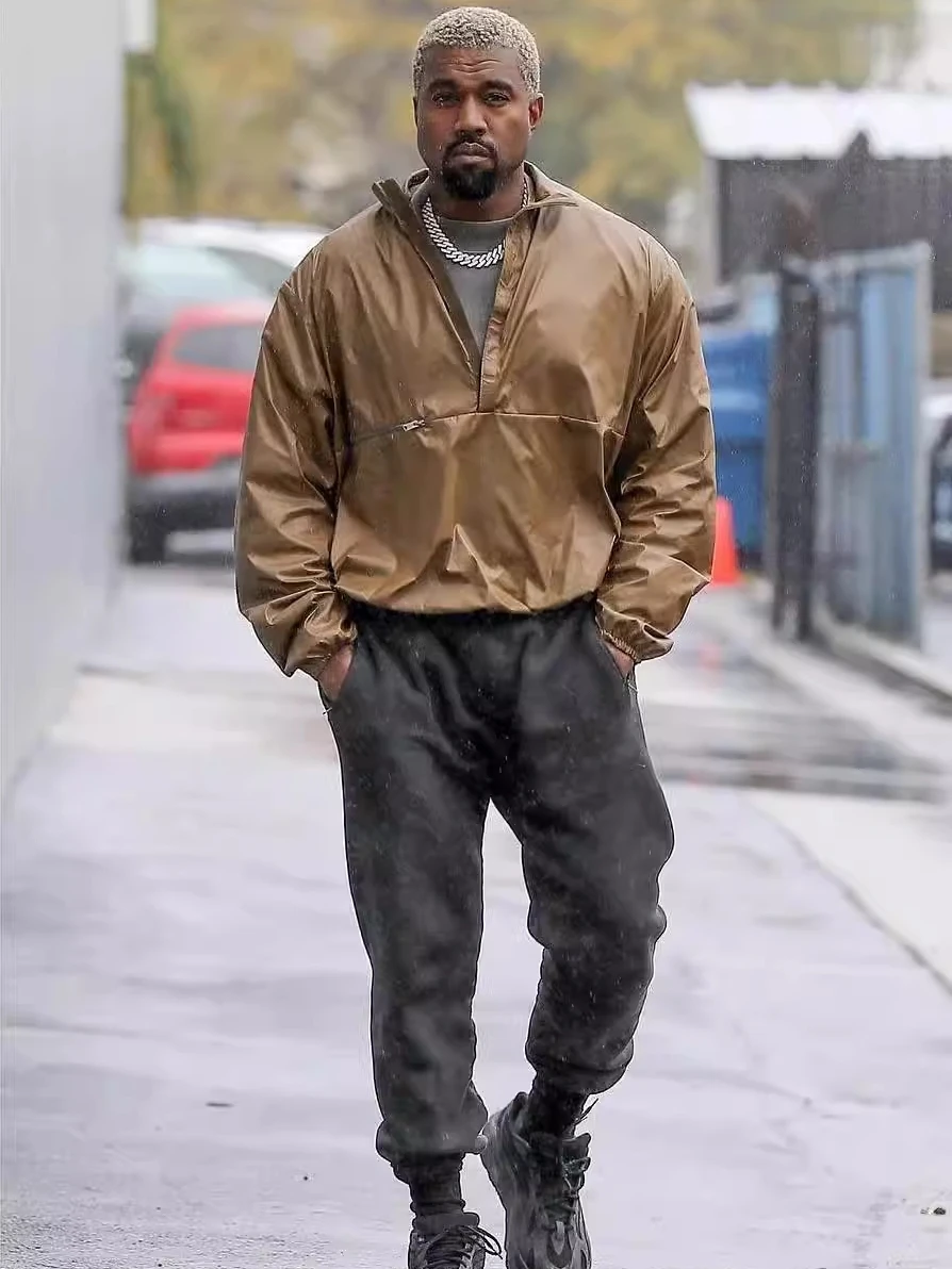 

Kanye West Street Sle High Waist Cuffed Sweatpants Vintage Waed Fce Pure Color Casual Trousers for Teens And Young Adults