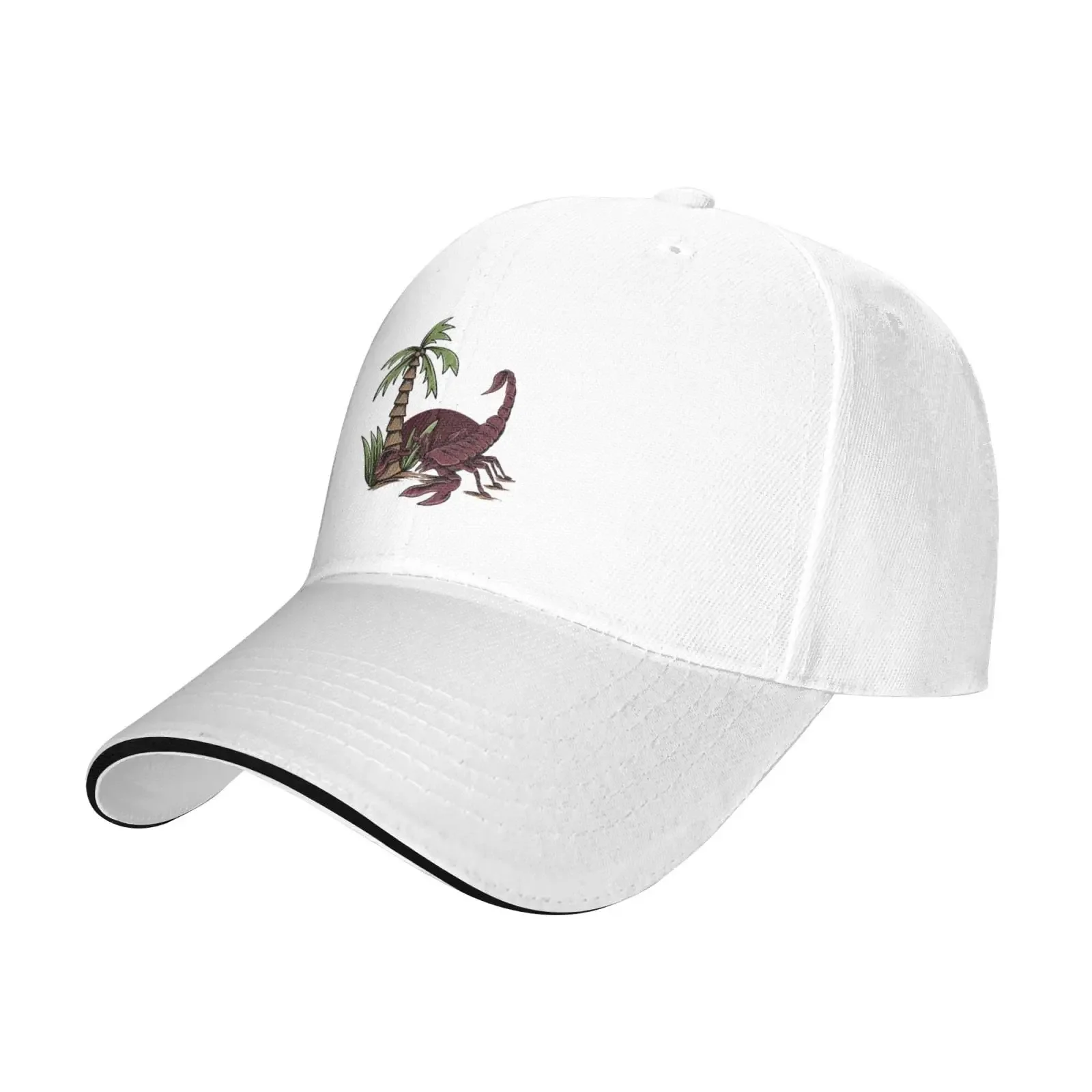 Scorpion with Palm Leaf Unisex Baseball Cap Casual Summer Breathable Solid Sunhat Fishing Cap Outdoor Leisure Sports Casquette