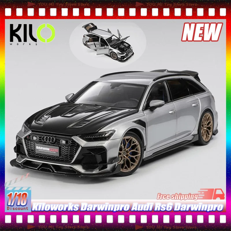 

1:18 In Stock Kiloworks Darwinpro Audi Rs6 Darwinpro Modified Simulation Alloy Miniature Diecast Full-Opening Model Toy Ornament