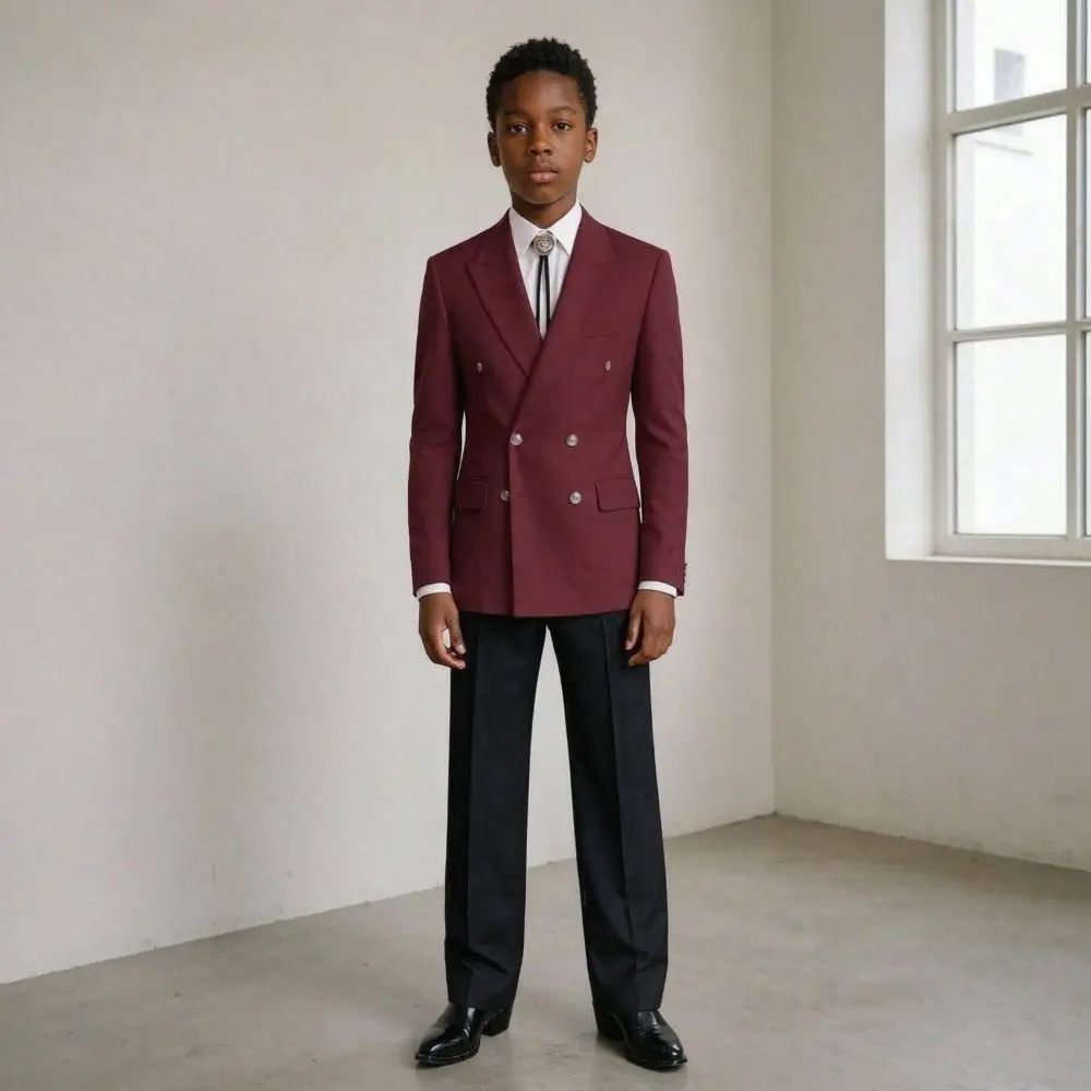 Boy Suits White Formal Refined 2 Pieces Relaxed Slim Double Breasted Child Suit for Prom Wedding Dinner Piano Performance 2026