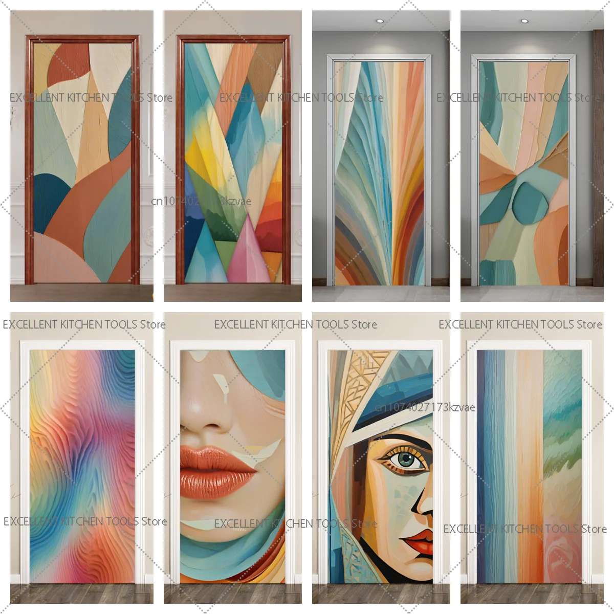 

Artistic abstract painting PVC pasted paper high-end visual door pasted living room decorative atmosphere