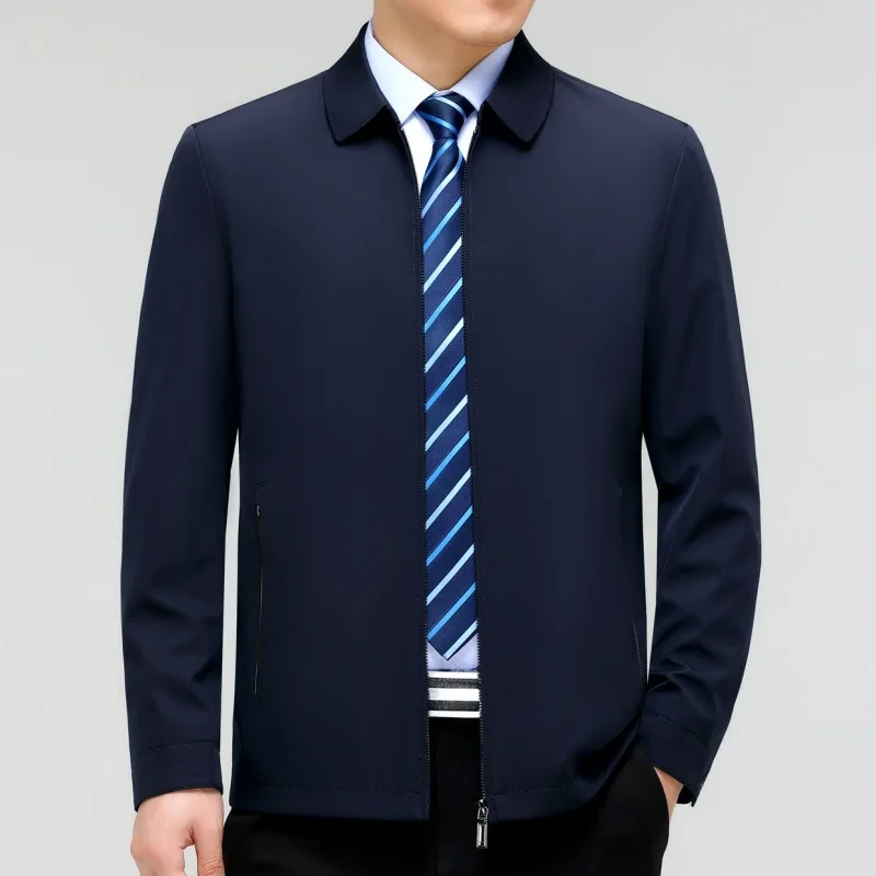 Spring Autumn Men's Casual Silk Blend Jaet Dad Clothes Large Size Leisure Coat Busin Versatile Top for Middle-Aged And E...