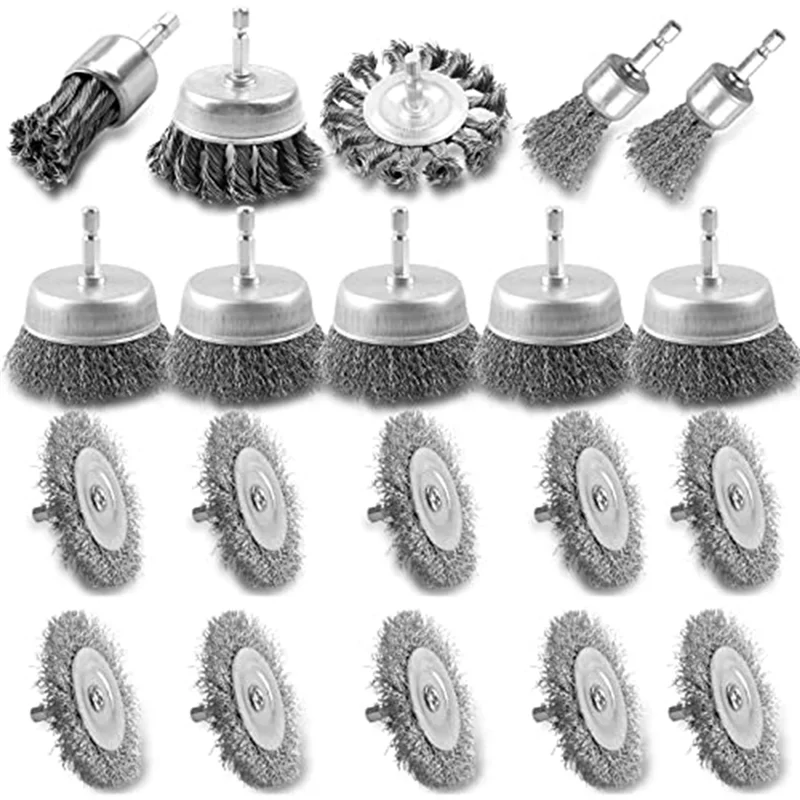 

Classy-20 Pcs Wire Brush For Drill, 1/4Inch Hex Shank Wire Cup Brush Coarse Carbon Steel Crimped For Cleaning Rust