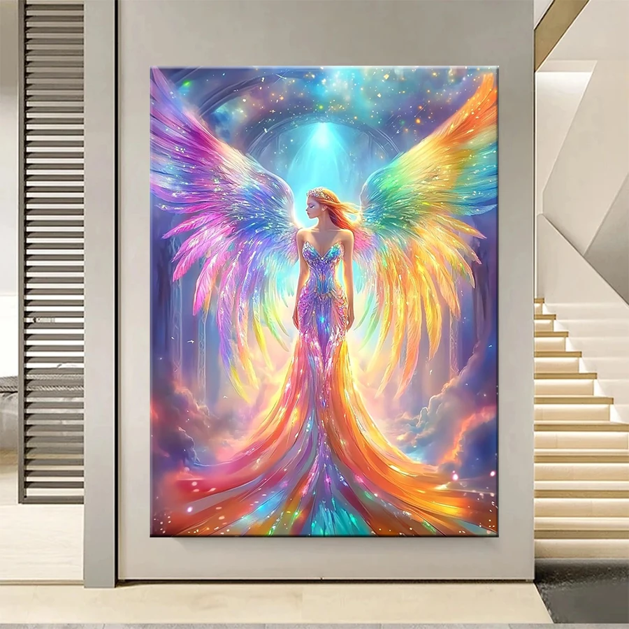

Набор алмазной живописи, новый мечтательный арт, Радуга, ангел, женщина, Алмазная мозаика, картина, вышивка, украшение для взрослых, подарок