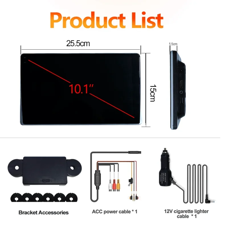 new 10.1 Inch Android Headrest Monitor IPS Display，Car Rear Seats Entertainment Multimedia Carplay Vedio Player USB HDMI Input