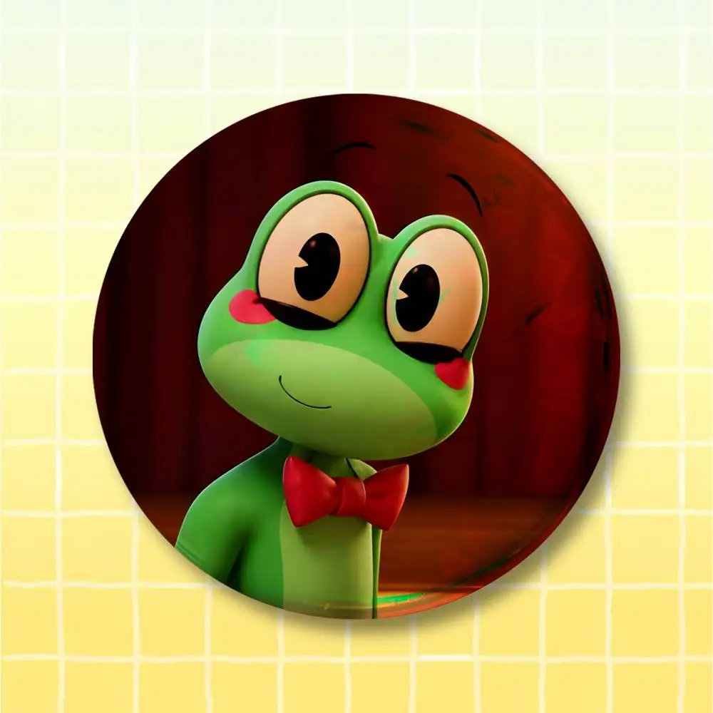 R-Ribbit Frog Pin Buttons Round Badge for Clothes Bags Hats Pins Accessories Backpacks Tote Bags Unisex Outfit Decor view 2
