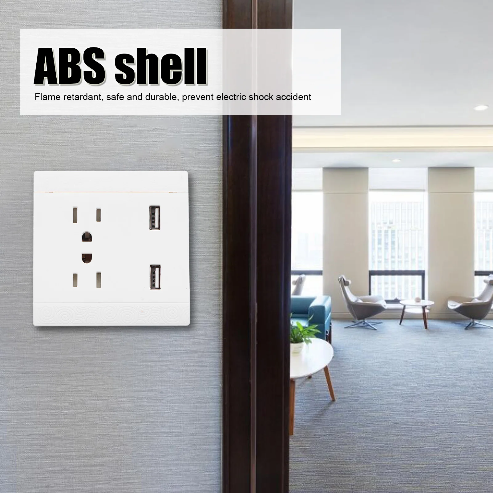 

Dual USB Socket Dual‑USB Wall Outlet 10A 110/ Electric Charging Socket for Home Office School Wall Socket Wall Outlet