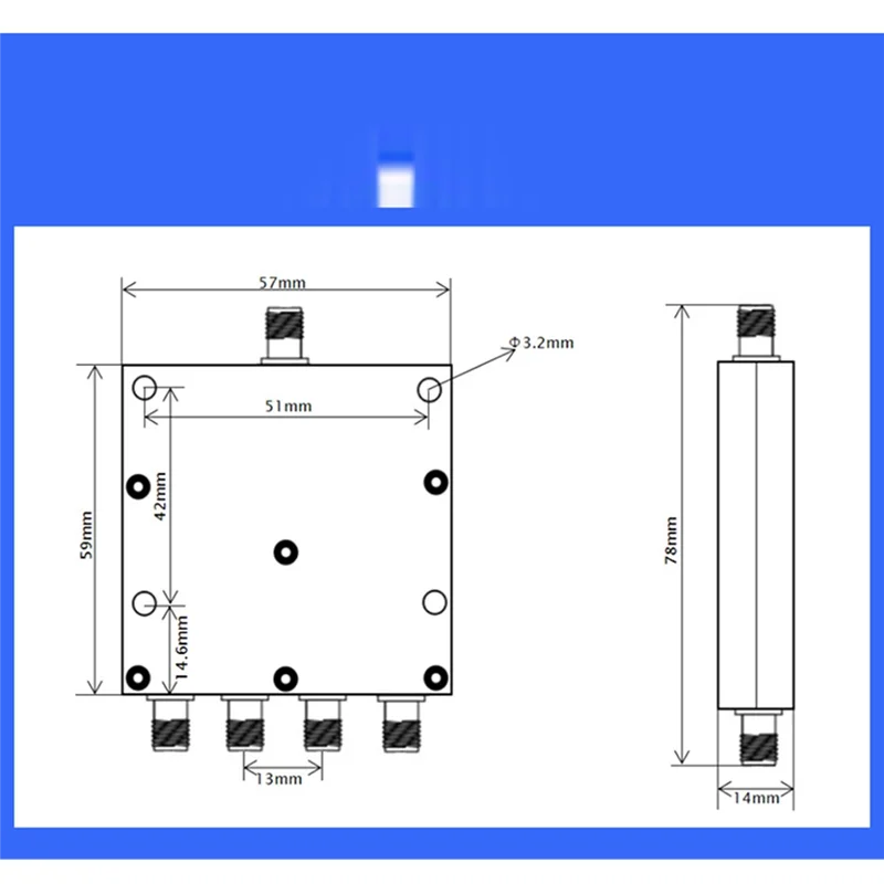 

B92B-SMA Combiner Power Splitter 0.5-6G One-Point Quad Broadband Power Divider 2.4G 5.8G Power Divider