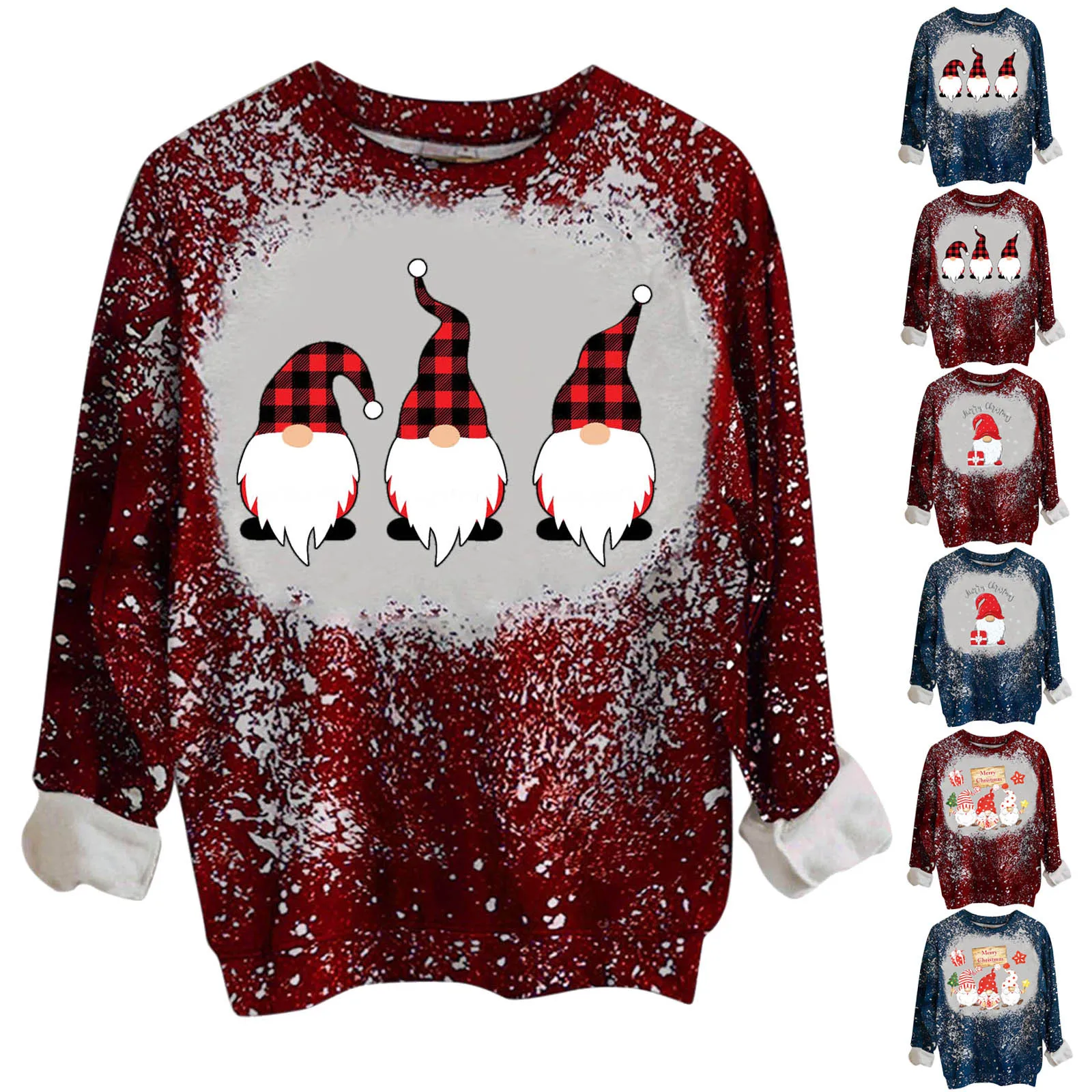 

Winter Tops for Women Trendy Women's Winter Christmas Classic Long-Sleeve Printed O Pullover Blouse Casual Long Sleeve