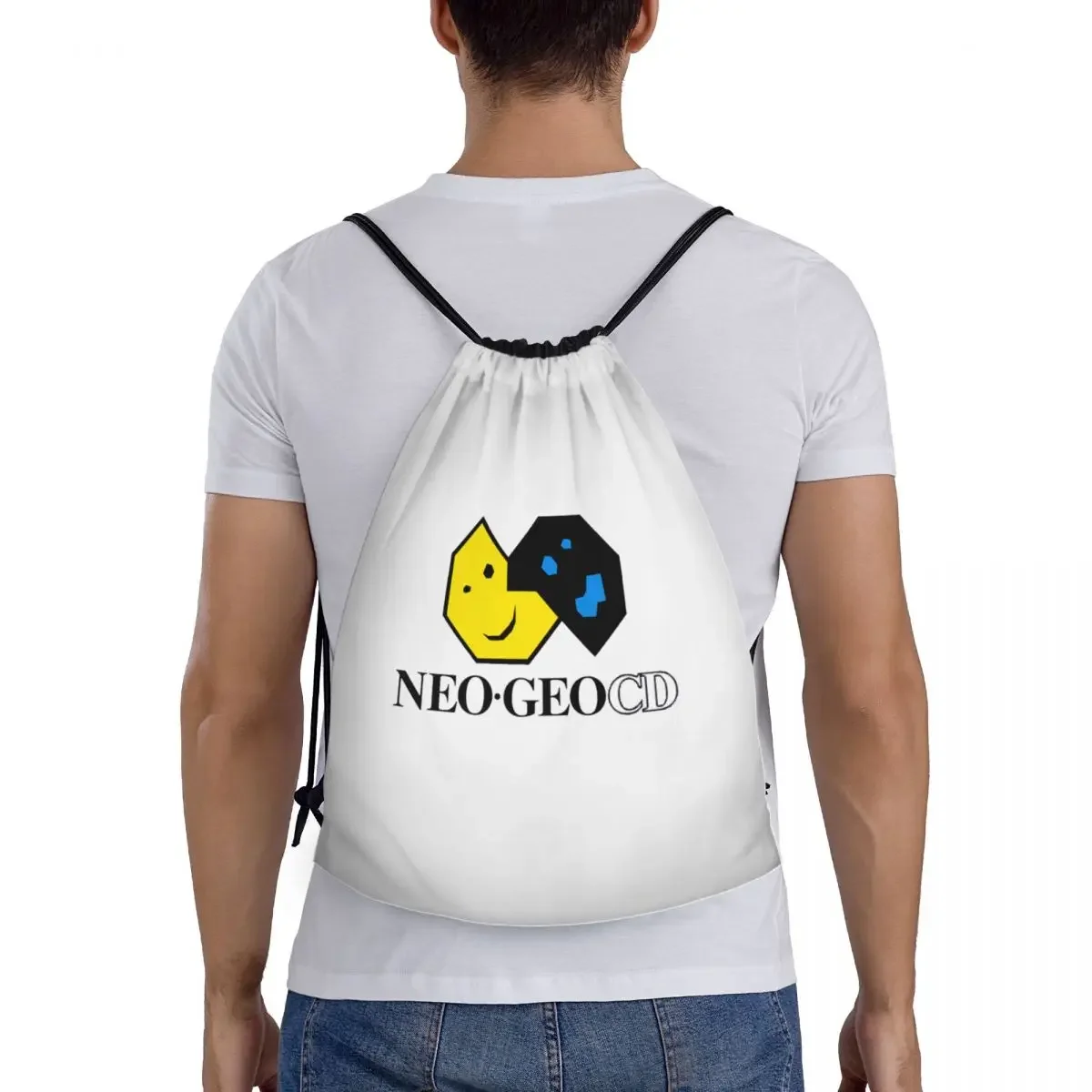 Custom Neogeos วิดีโอเกมกระเป๋าเป้สะพายหลัง Drawstring กระเป๋าผู้ชายผู้หญิงน้ําหนักเบากีฬา Sackpack กระสอบสําหรับโยคะ