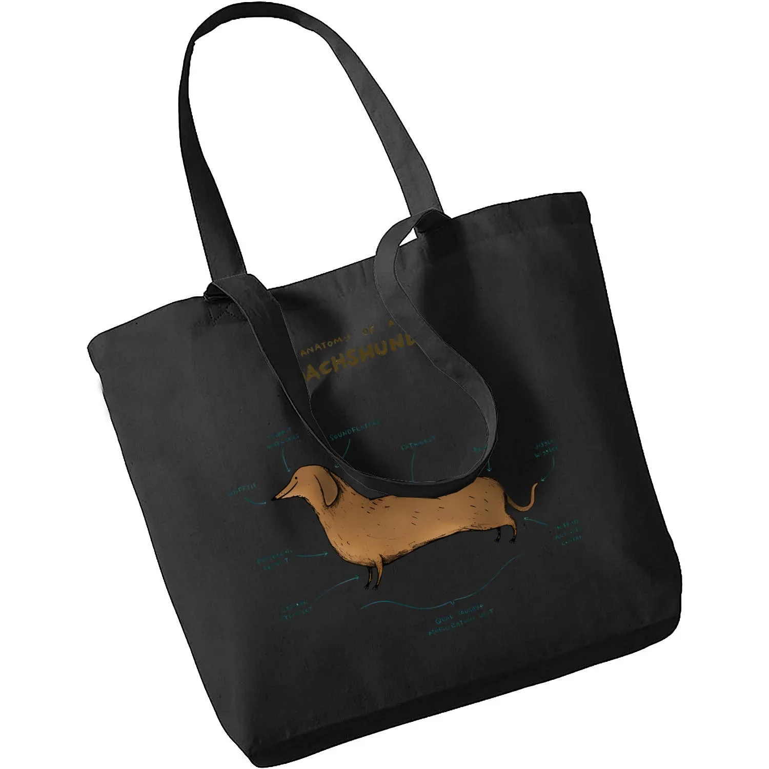 Ladies Shoulder Bags Dachshund Teckel Funny Cute Dog Animal Casual Foldable Shopping Bag Linen Bag Outdoor Beach Bag