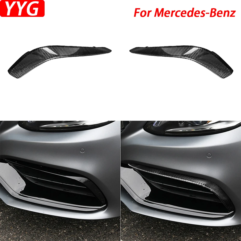 For Mercedes-Benz W205 S205 C63 C63S AMG 2015-21 Real Carbon Fiber Front Bumper Spoiler Air Intake Car Retrofitting Accessories