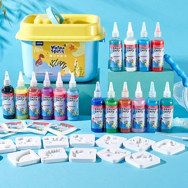 

Magic Water Gel Ocean Mold Kit 3D DIY Fairy Elf Aqua Toy Safe Non-Toxic Sensory Science Experiment Educational Toy for Kids Gift
