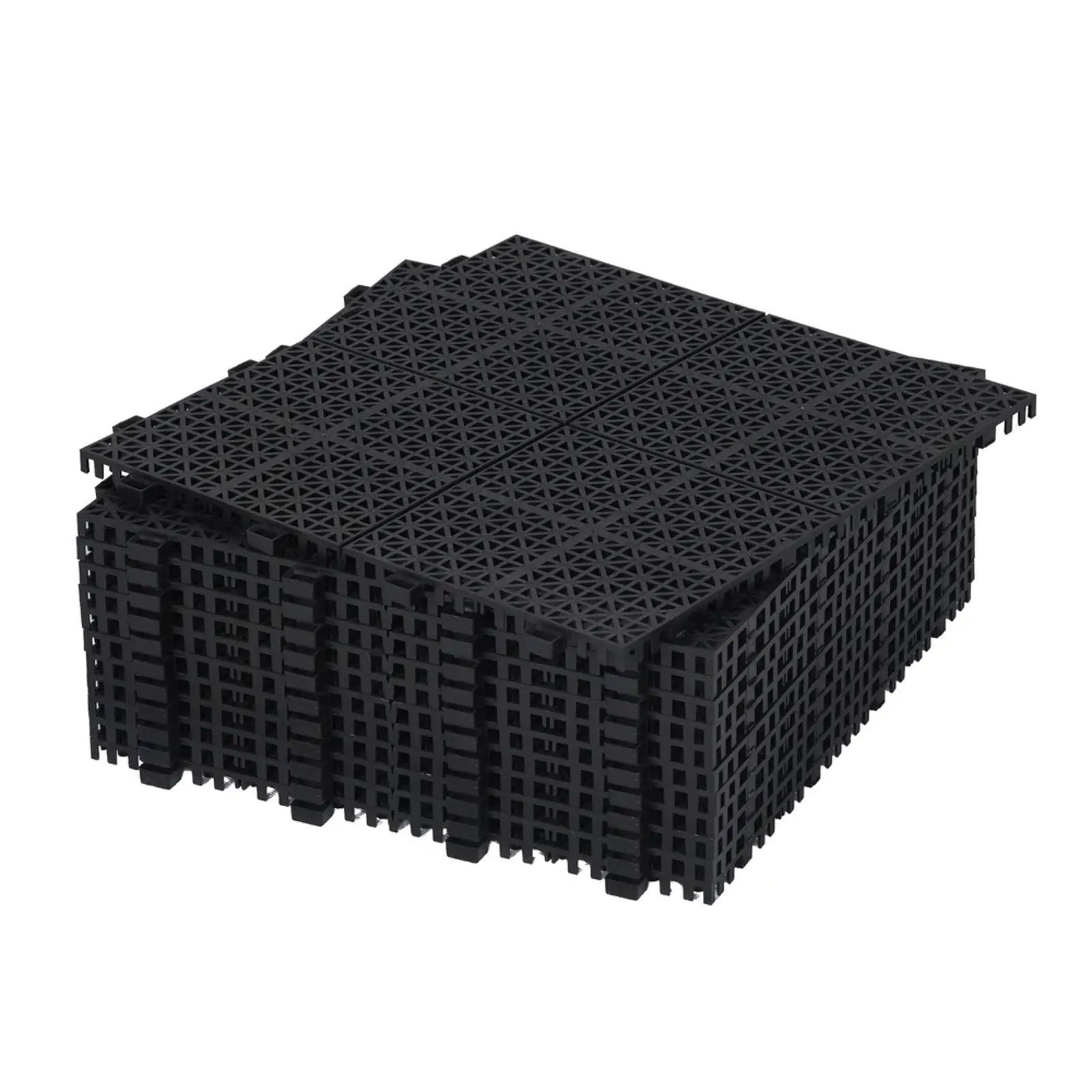 

12 x 12 Inch Black Interlocking Deck Tiles Plastic Waterproof Outdoor All