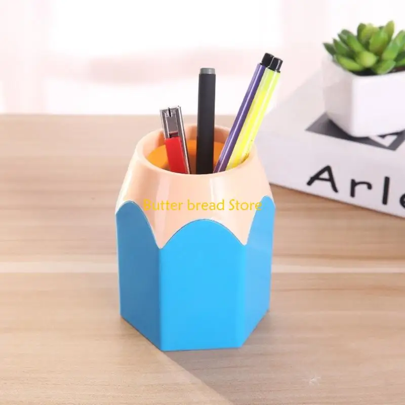 W89C Multifunctional Round Desk With Vibrant Pencil Design High Capacity ABS Plastic