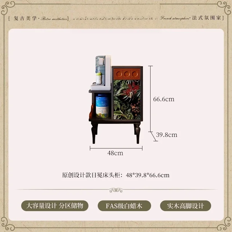 طاولة بجانب السرير من الخشب الصلب الفرنسي القديم، وأريكة غرفة المعيشة على طراز العصور الوسطى وخزانة جانبية وغلاية متكاملة من الجانب قليلة #5