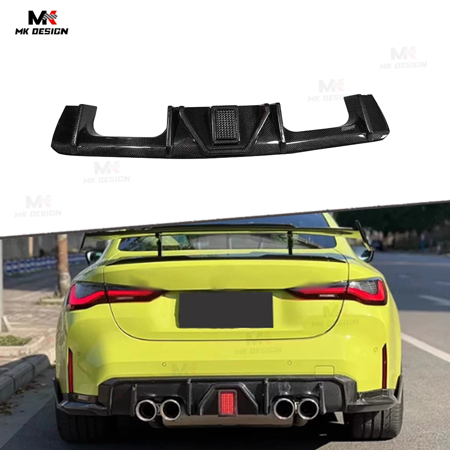 

Carbon Fiber R44 Style Rear Diffuser With LED Light for BMW G80 G81 M3 G82 G83 M4 2020+ Rear Bumper Lip Splitter Car Accessories