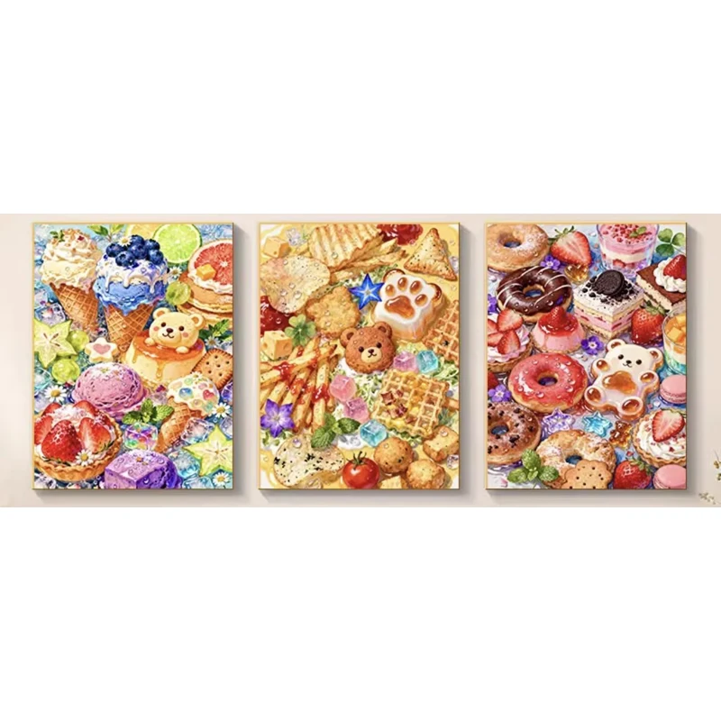 

9CT 14ct Cakes Delicacy Printed Kit Cross Stitch Embroidery DIY Needlework Home Decor Crafts With Needles Threads 3 Styles