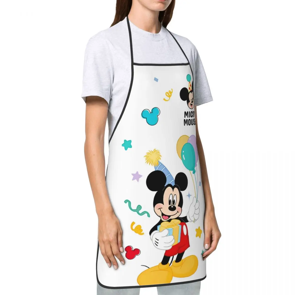 Disney Mickey Mouse Minnie Chef Apron Waterdrop Resistant Adjustable Neck Strap BBQ Aprons for Men Women Chef Gifts