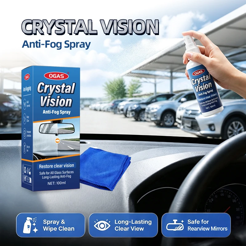 OGAS Anti-Fog Spray 100ml Car Windshield Glass Defogger Long-Lasting Protection for Rainy Foggy Days Safe for Car Glass Surfaces