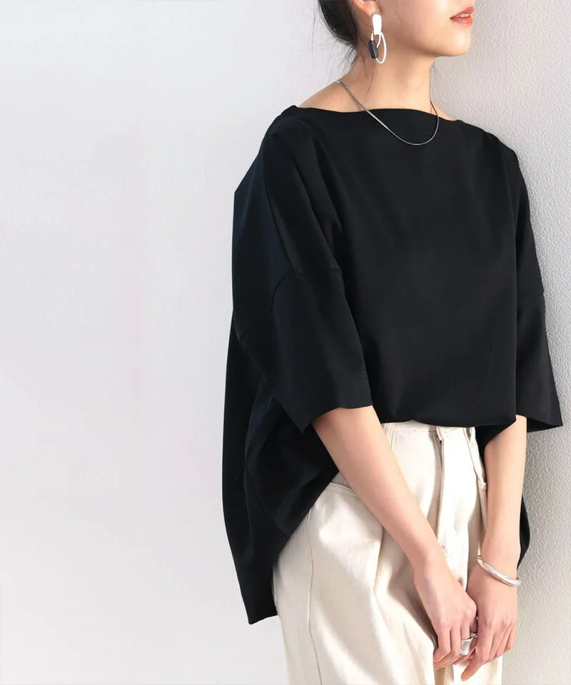 Rokid New Summer Cotton T-shirt da donna Loose Fit Or Sve Top monospalla Carino giapponese Sle Regular Sve Lunghezza