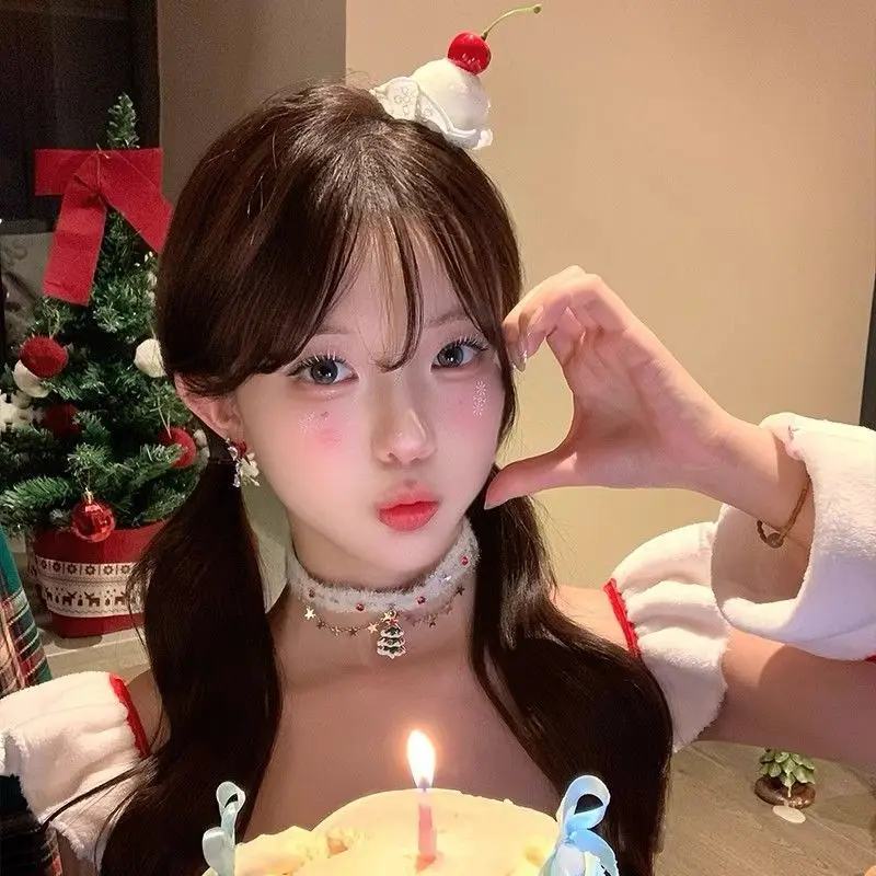 2 قطعة Kawaii لوليتا مشبك شعر حلو الآيس كريم الفراولة الكرز دبابيس الشعر القوس دبوس الشعر