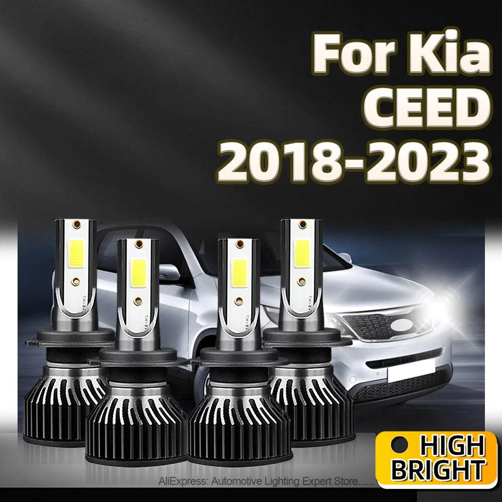 

4Pcs 25000LM High Bright LED Bulb Headlight 12V H7 Car Lamp with Cooling Fan 6000K For Kia CEED 2018 2019 2020 2021 2022 2023