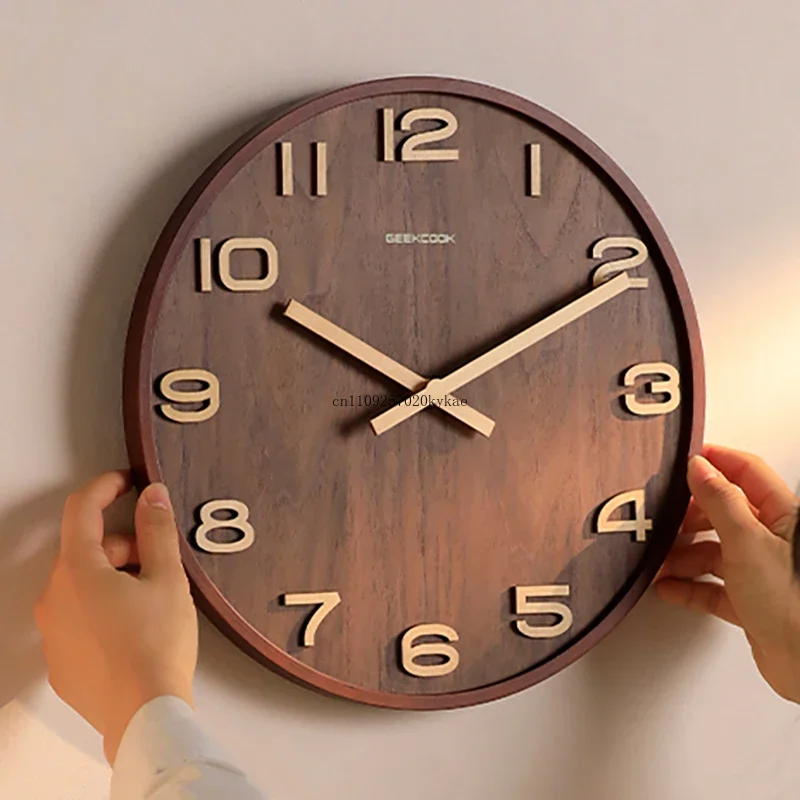 Modern Home Luxury Wall Clock Wood Watch Living Room Restaurant Wall Watch Modern Bedroom Table Clock Needle Retro Home Decor