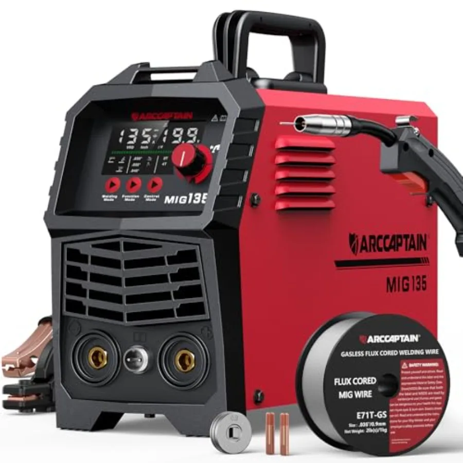 

ARCCAPTAIN [Large LED Display] 110V Flux Core, Lift TIG, Stick, 3 in 1 Welding Machine Gasless Machine 110V, IGBT Inverter Weld