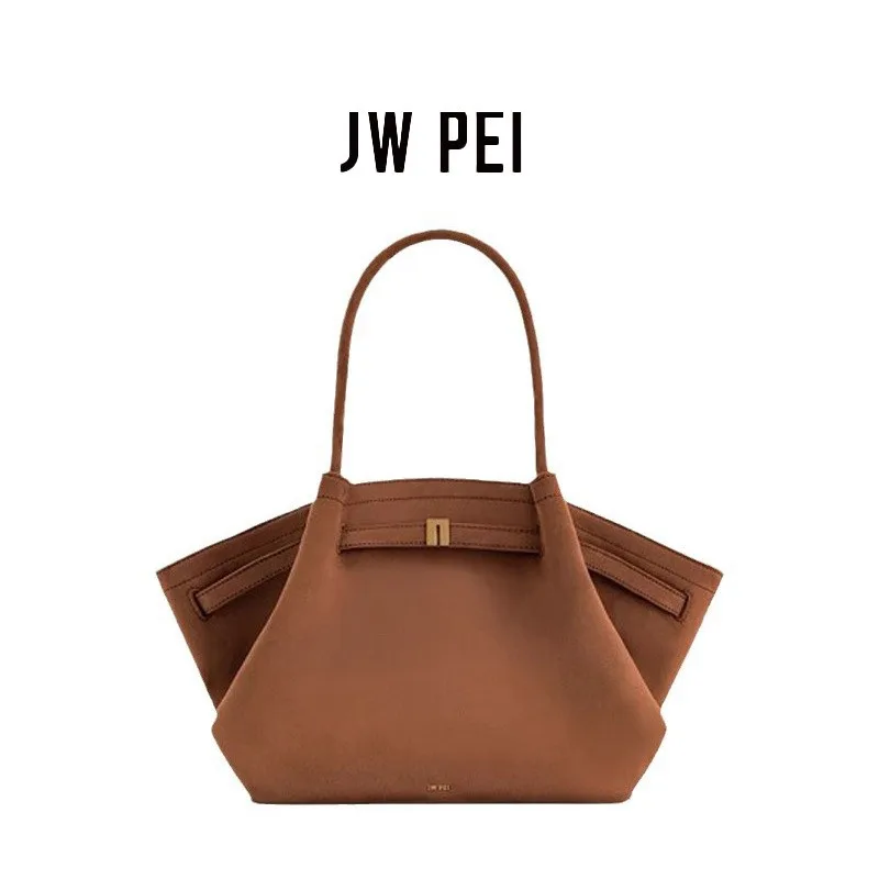 

2026 New Hana Faux Suede Tote Bag Brown Women's Shoulder Bag Large Capacity Designer Work Shopper Bag High Quality