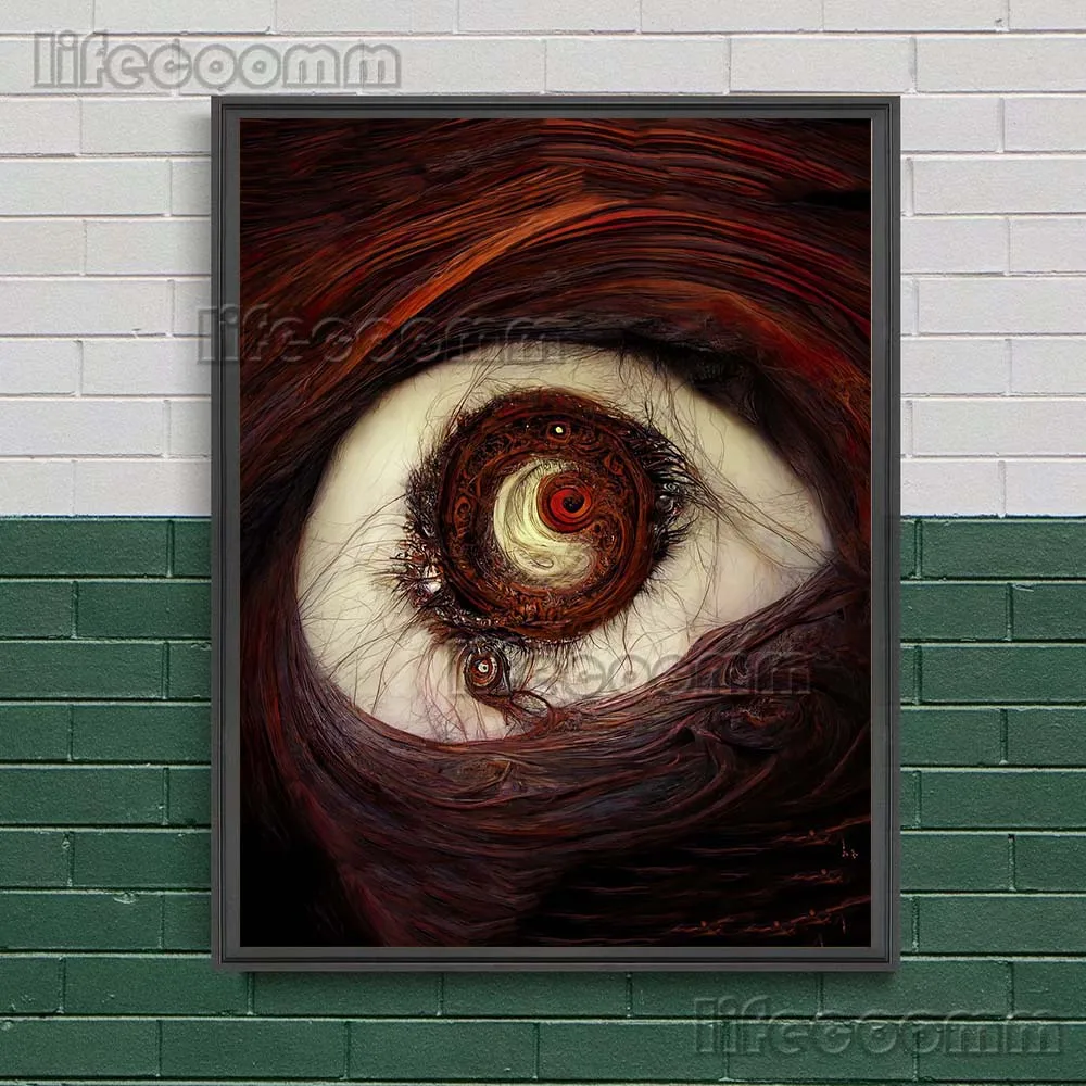 مجردة الرعب القوطية عيون داكنة خمر الرسم على لوحات القماش الجدارية عين التناسخ في الجحيم ملصق فني وطباعة ديكور #3