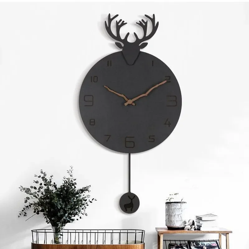 Nordic Large Wooden Wall Clock Korean Simple Pastoral Creative Living Room Decor Fashion Light Luxury Silent Eco Friendly