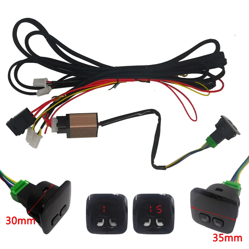 Build-in New 12V Car Seat Heater Kit Fit 2 Seat Carbon Fiber Fast Heating Pads Display Switch with Harness for Auto Accessories