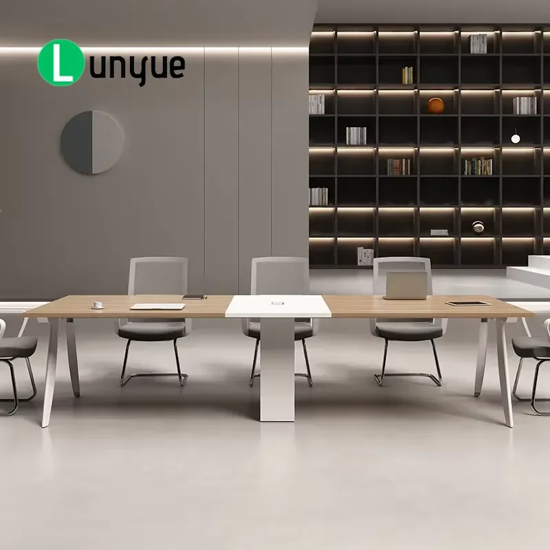 Modern Wooden Conference Table for Office Meeting Room Business Negotiation Durable Solid Wood Large Size Professional