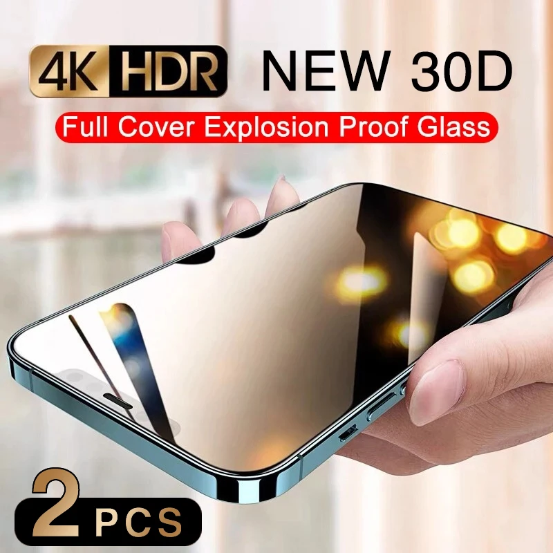 2pcs Full Cover Tempered Glass For iphone 15 14 13 12 11 Pro Max On iPhone XS X XR XS MAX 14 Plus Glass Screen Protector