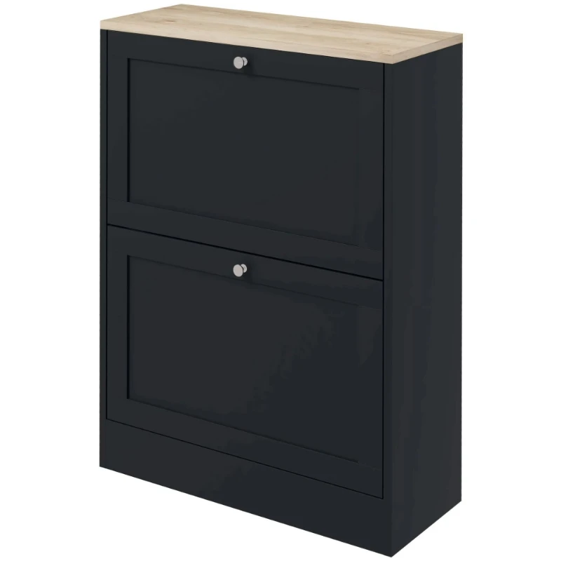 Modern Two-Drawer Shoe Cabinet with Adjustable Shelving for 12 Pairs of Shoes - Black