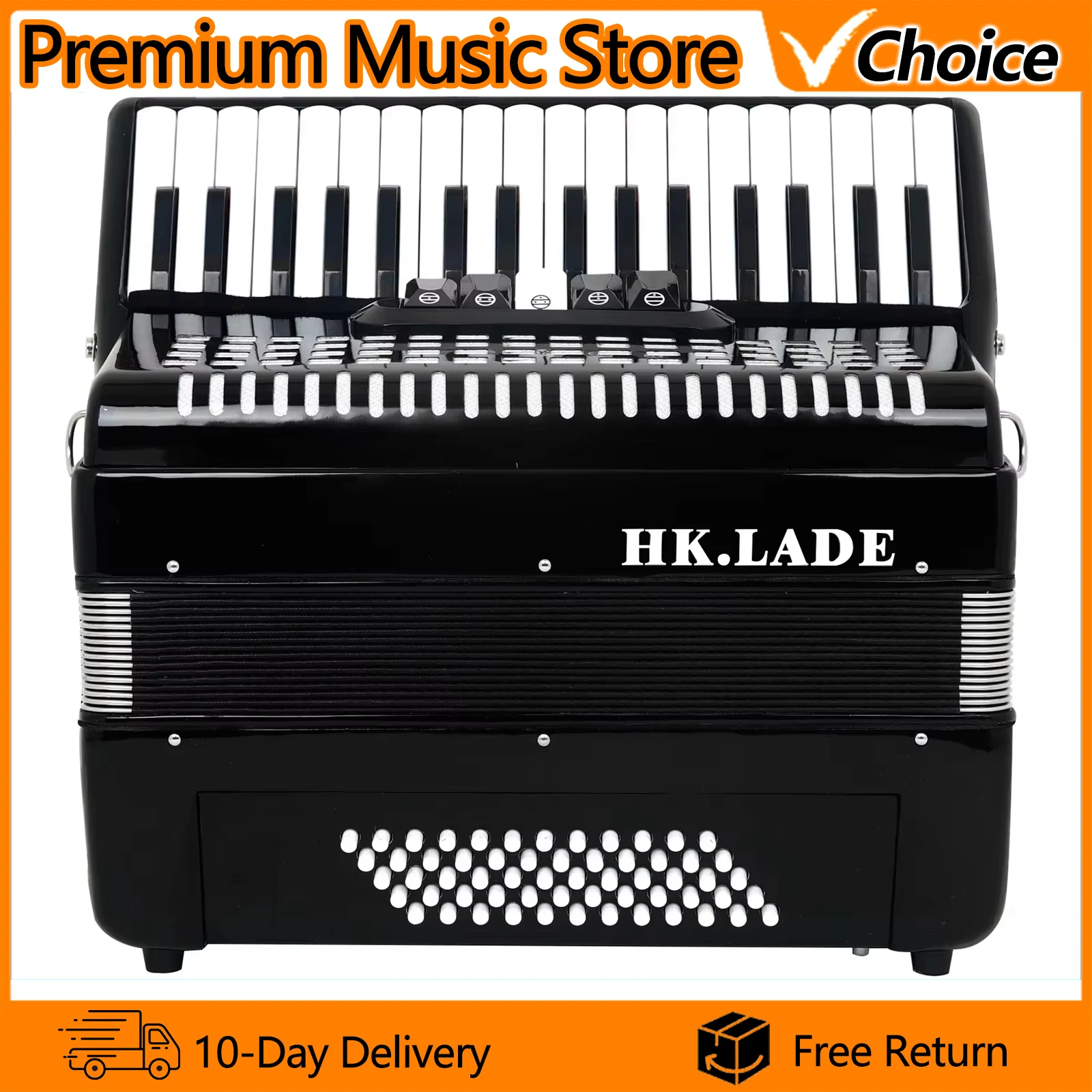 HK-LADE Accordion AH-60 34-Key 60-Bass Keyboard Voice Changing Professional Accordion for Performance Keyboard Instrument